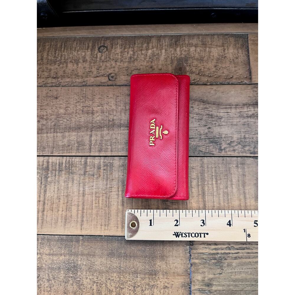 PRADA Red Saffiano leather key holder/card case double snaps (repainted) - Picture 12 of 14